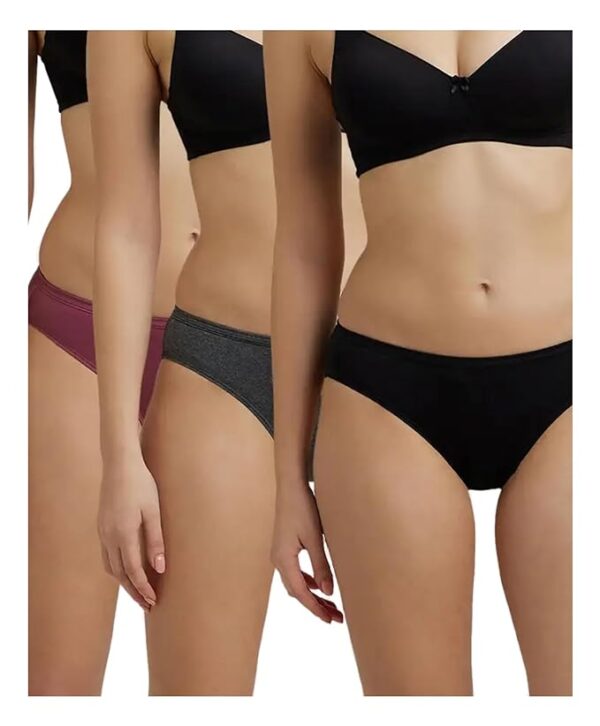 JOCKEY WOMEN BIKINI 1410 PLAIN (MEDIUM COVERAGE) PACK OF 3 ASST COLOUR